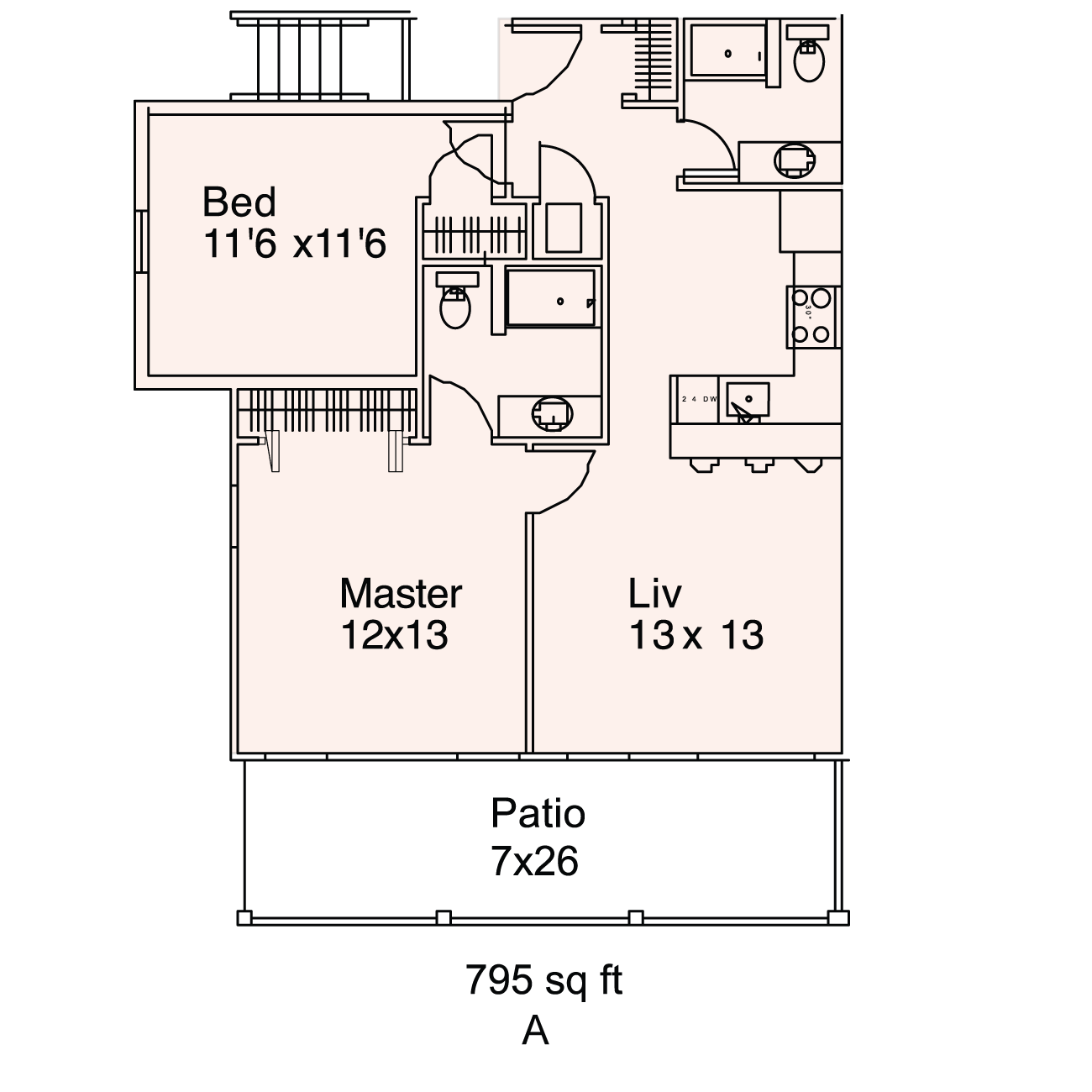 2 Bedroom floor plan - 2 bed 2 bath