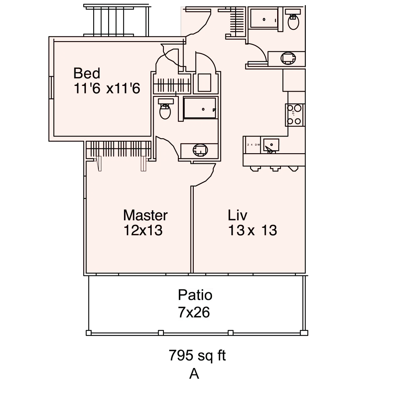 2 Bedroom — 2 bed, 2 bath, 1050 sq ft at Abbey Glen